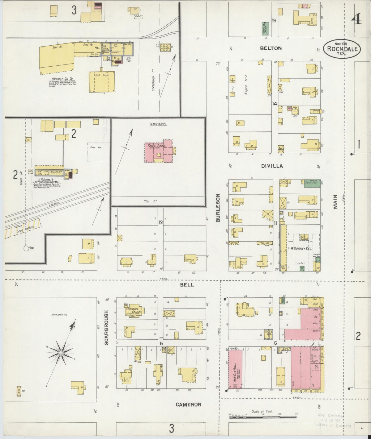 Sanborn Fire Insurance Map from Rockdale, Milam County, Texas (1901), Sheet #0004 - Complete Map Set gallery image, historic Sanborn map, vintage wall art, Texas Texas