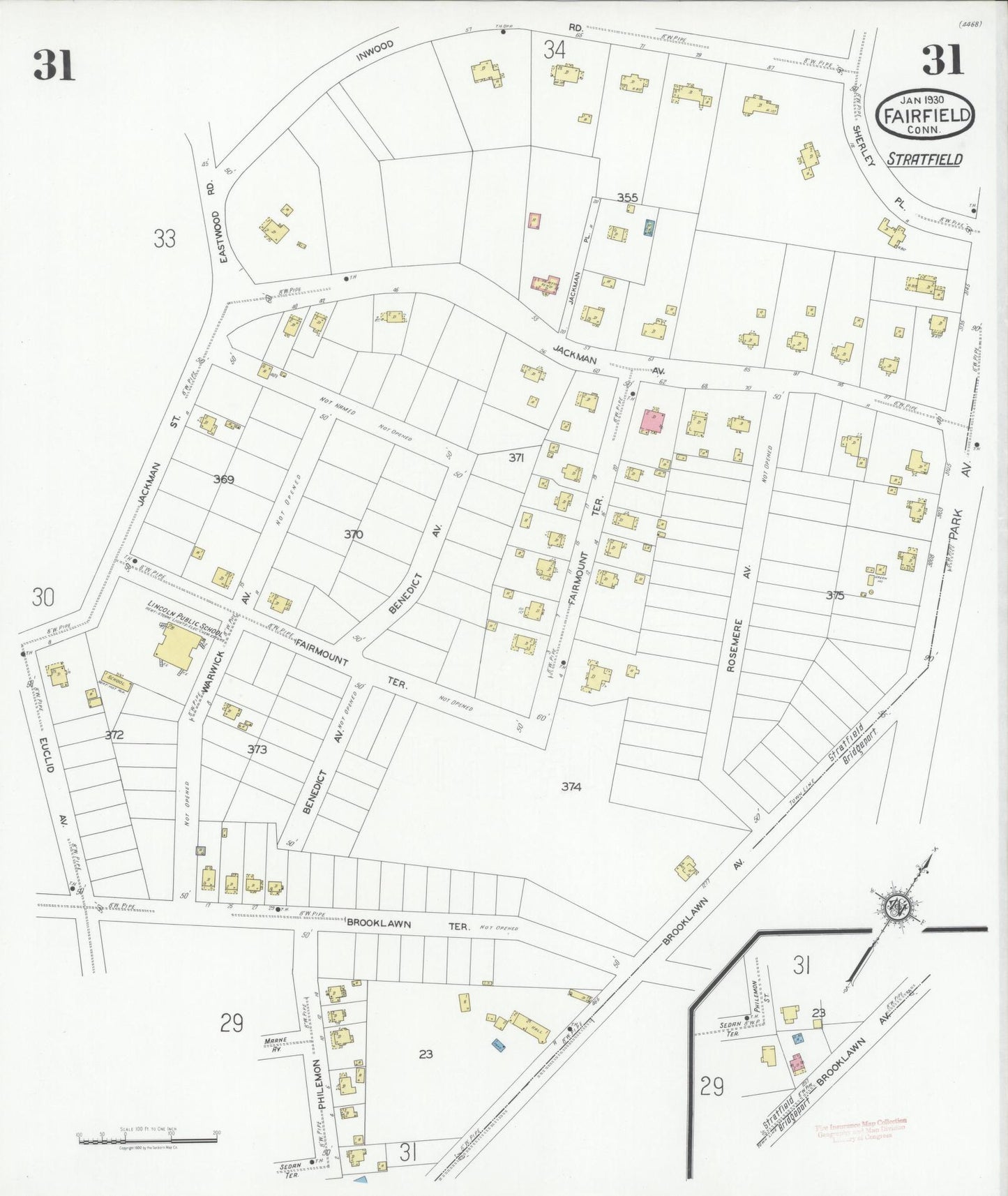 Sanborn Fire Insurance Map from Fairfield, Fairfield County, Connecticut (1930), Sheet #0031 - Complete Map Set gallery image, historic Sanborn map, vintage wall art, Connecticut Connecticut