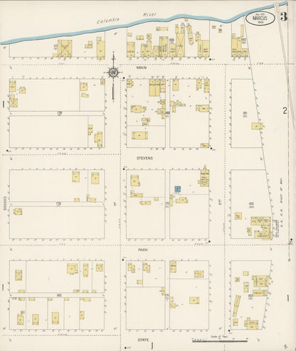 Sanborn Fire Insurance Map from Marcus, Stevens County, Washington (1915), Sheet #0003 - Complete Map Set gallery image, historic Sanborn map, vintage wall art, Washington Washington