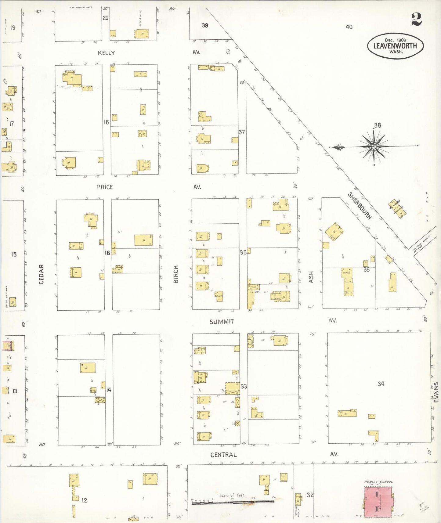 Sanborn Fire Insurance Map from Leavenworth, Chelan County, Washington (1909), Sheet #0002 - Complete Map Set gallery image, historic Sanborn map, vintage wall art, Washington Washington