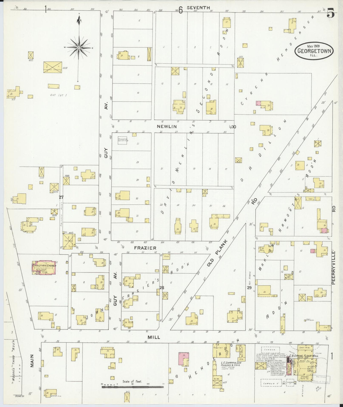 Sanborn Fire Insurance Map from Georgetown, Vermilion County, Illinois (1909), Sheet #0005 - Complete Map Set gallery image, historic Sanborn map, vintage wall art, Illinois Illinois
