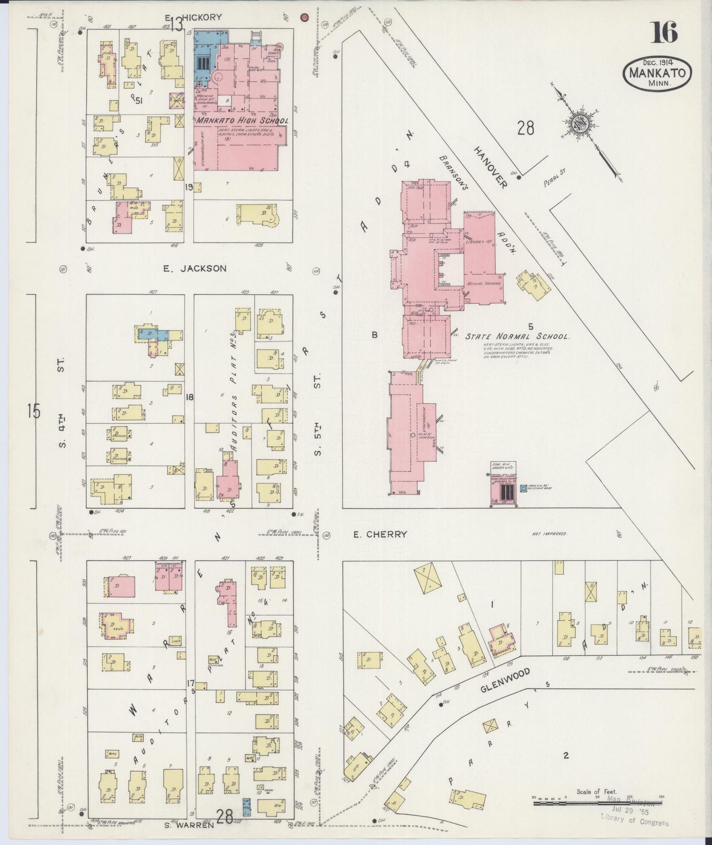 Sanborn Fire Insurance Map from Mankato, Blue Earth County, Minnesota (1914), Sheet #0016 - Complete Map Set gallery image, historic Sanborn map, vintage wall art, Minnesota Minnesota
