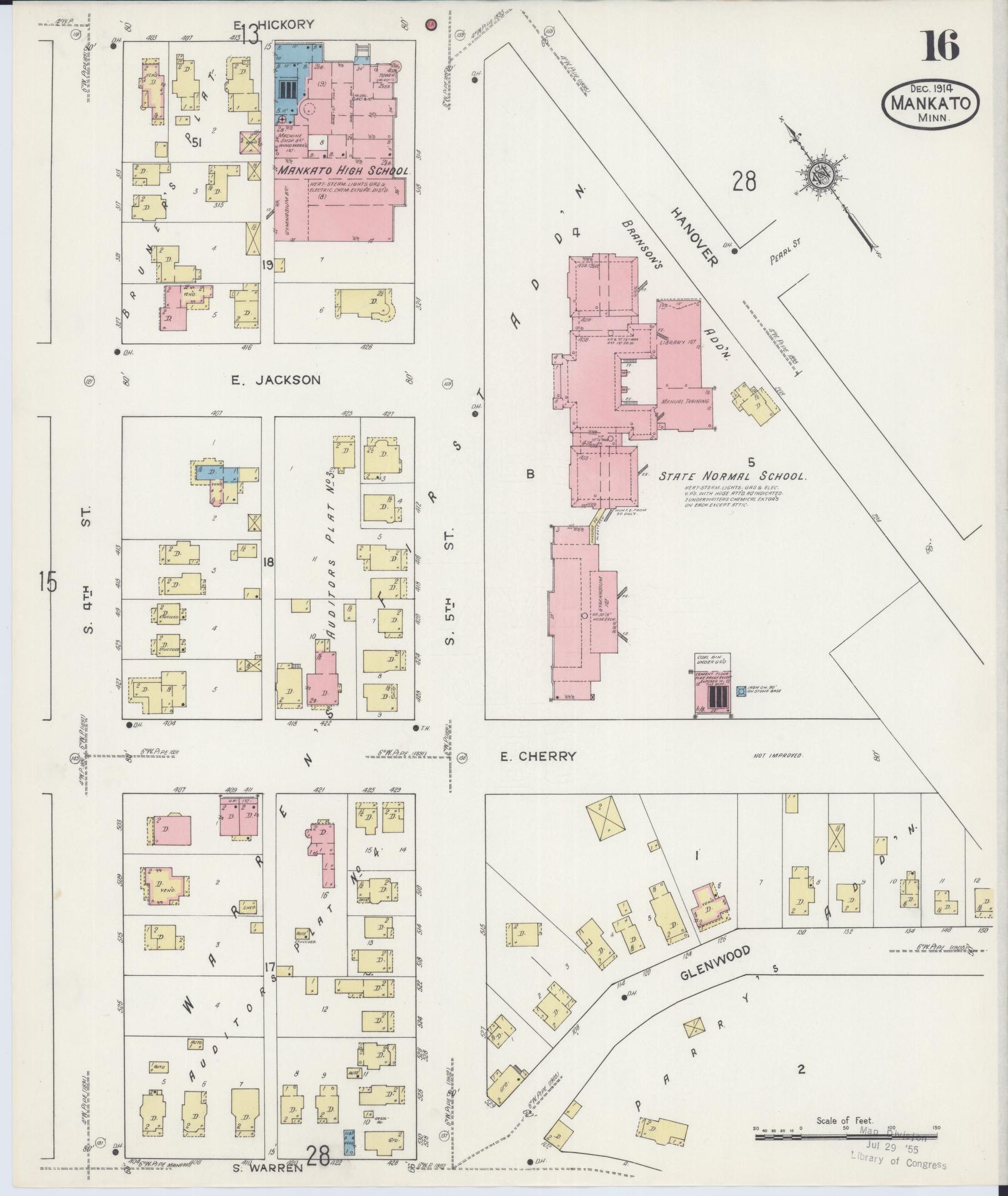 Sanborn Fire Insurance Map from Mankato, Blue Earth County, Minnesota (1914), Sheet #0016 - Complete Map Set gallery image, historic Sanborn map, vintage wall art, Minnesota Minnesota
