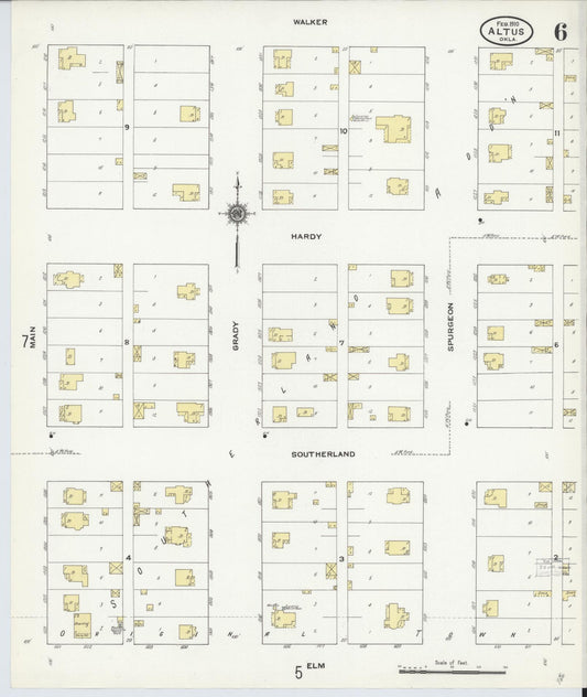 Sanborn Fire Insurance Map from Altus, Jackson County, Oklahoma (1910), Sheet #0006 - Historic Sanborn Fire Insurance Map Print, vintage old map wall art, antique decor, genealogy gift, Oklahoma Oklahoma map