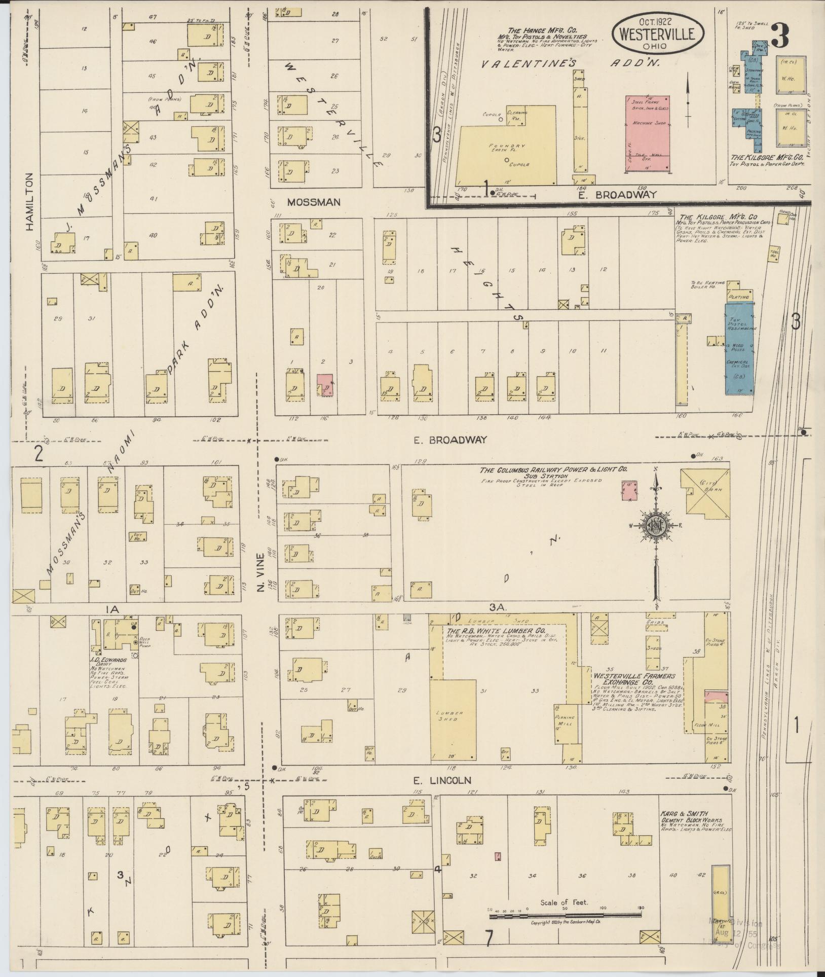 Sanborn Fire Insurance Map from Westerville, Franklin County, Ohio (1922), Sheet #0003 - Historic Sanborn Fire Insurance Map Print, vintage old map wall art, antique decor, genealogy gift, Ohio Ohio map