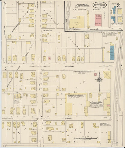 Sanborn Fire Insurance Map from Westerville, Franklin County, Ohio (1922), Sheet #0003 - Historic Sanborn Fire Insurance Map Print, vintage old map wall art, antique decor, genealogy gift, Ohio Ohio map
