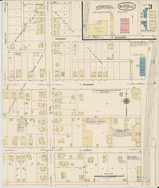 Sanborn Fire Insurance Map from Westerville, Franklin County, Ohio (1922), Sheet #0003 - Historic Sanborn Fire Insurance Map Print, vintage old map wall art, antique decor, genealogy gift, Ohio Ohio map