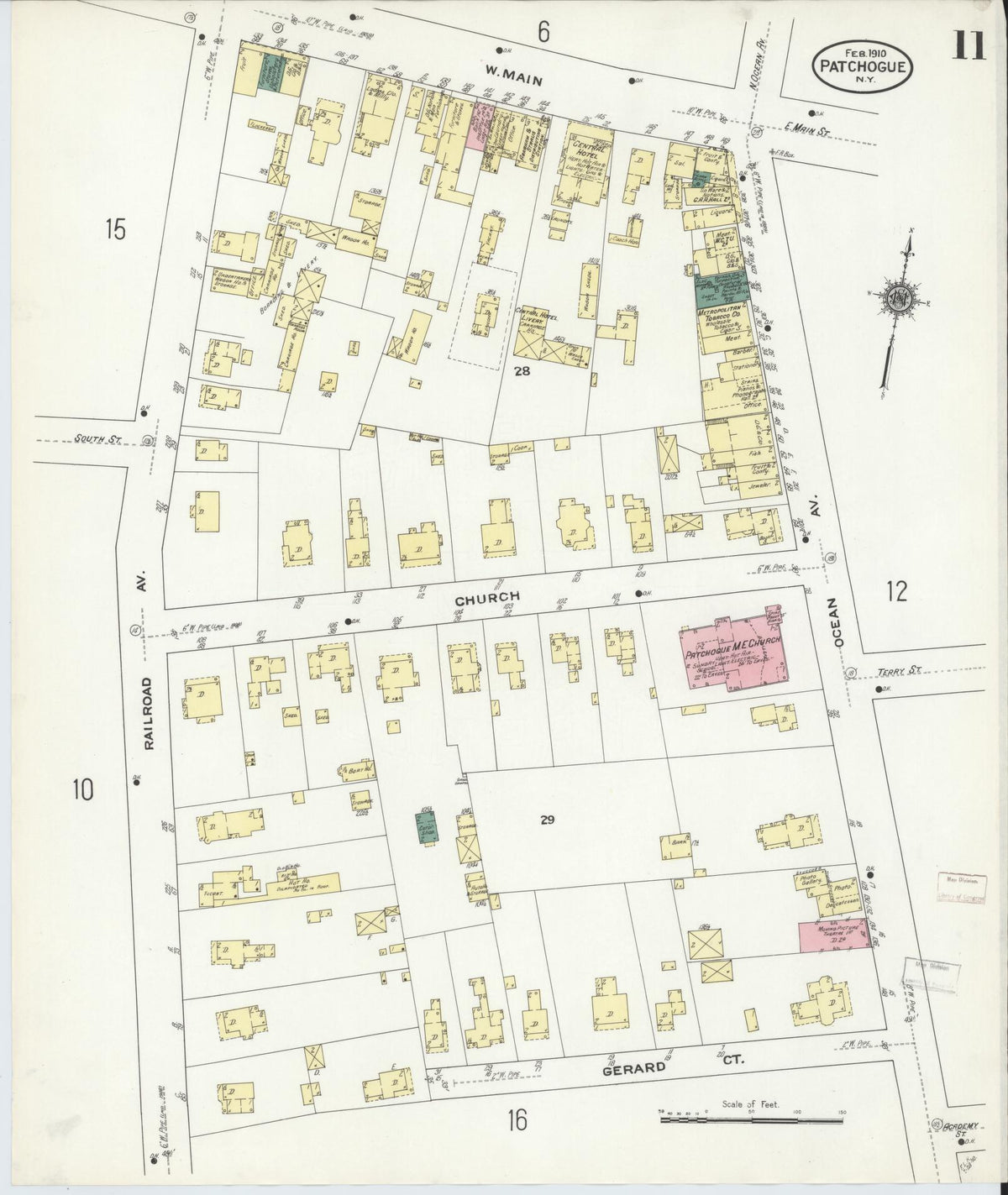 Sanborn Fire Insurance Map from Patchogue, Suffolk County, New York (1910), Sheet #0011 - Complete Map Set gallery image, historic Sanborn map, vintage wall art, New York New York