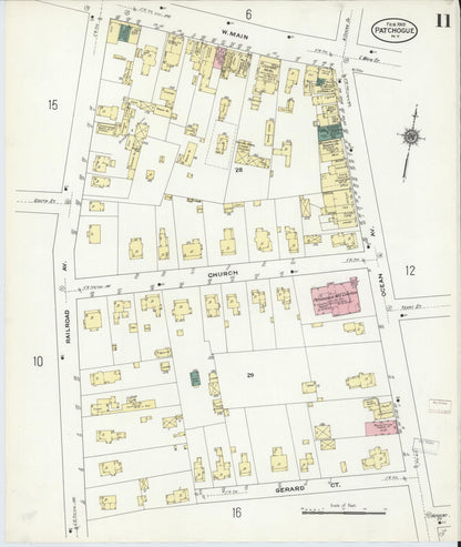 Sanborn Fire Insurance Map from Patchogue, Suffolk County, New York (1910), Sheet #0011 - Complete Map Set gallery image, historic Sanborn map, vintage wall art, New York New York