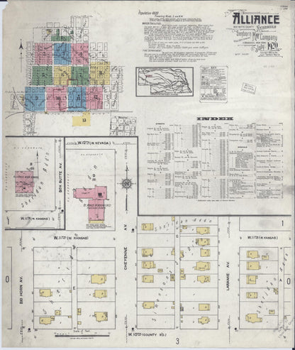 Sanborn Fire Insurance Map from Alliance, Box Butte County, Nebraska (1920), Sheet #0001 - Complete Map Set gallery image, historic Sanborn map, vintage wall art, Nebraska Nebraska