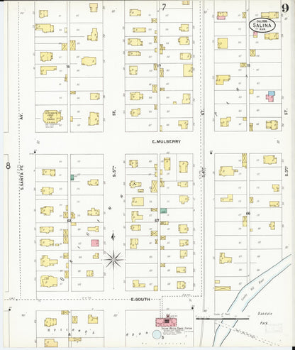 Sanborn Fire Insurance Map from Salina, Saline County, Kansas (1899), Sheet #0009 - Complete Map Set gallery image, historic Sanborn map, vintage wall art, Kansas Kansas