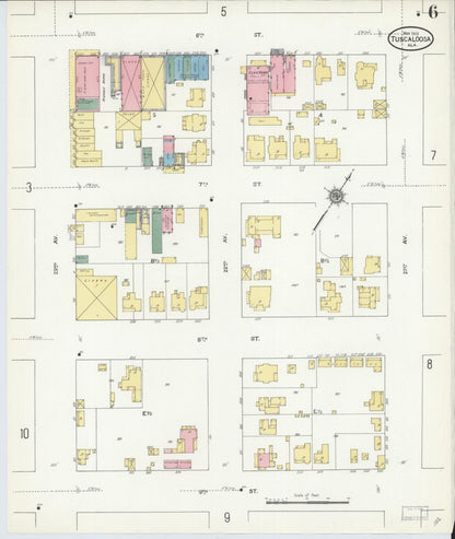 Sanborn Fire Insurance Map from Tuscaloosa, Tuscaloosa County, Alabama (1910), Sheet #0006 - Complete Map Set gallery image, historic Sanborn map, vintage wall art, Alabama Alabama