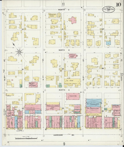 Sanborn Fire Insurance Map from Fort Smith, Sebastian County, Arkansas (1897), Sheet #0010 - Complete Map Set gallery image, historic Sanborn map, vintage wall art, Arkansas Arkansas