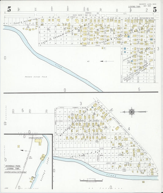 Sanborn Fire Insurance Map from Buckeye Lake, Licking County, Ohio (1946), Sheet #0005 - Historic Sanborn Fire Insurance Map Print, vintage old map wall art, antique decor, genealogy gift, Ohio Ohio map