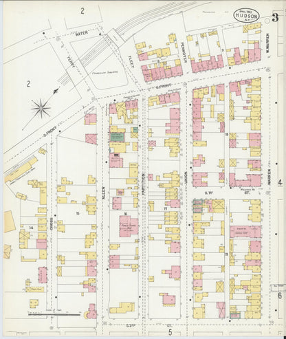 Sanborn Fire Insurance Map from Hudson, Columbia County, New York (1903), Sheet #0003 - Historic Sanborn Fire Insurance Map Print, vintage old map wall art, antique decor, genealogy gift, New York New York map