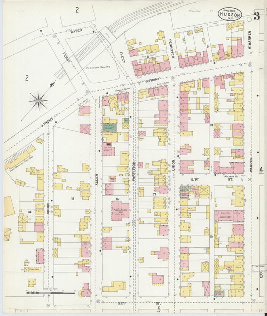 Sanborn Fire Insurance Map from Hudson, Columbia County, New York (1903), Sheet #0003 - Historic Sanborn Fire Insurance Map Print, vintage old map wall art, antique decor, genealogy gift, New York New York map