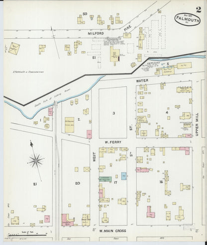 Sanborn Fire Insurance Map from Falmouth, Pendleton County, Kentucky (1891), Sheet #0002 - Complete Map Set gallery image, historic Sanborn map, vintage wall art, Kentucky Kentucky