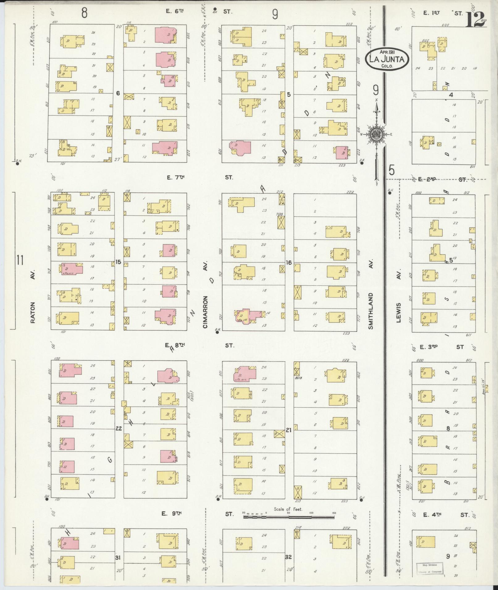 Sanborn Fire Insurance Map from La Junta, Otero County, Colorado (1911), Sheet #0012 - Complete Map Set gallery image, historic Sanborn map, vintage wall art, Colorado Colorado