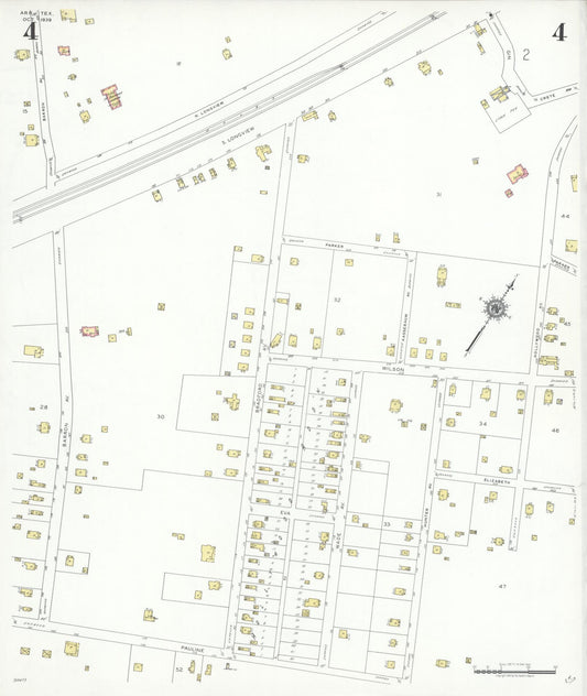 Sanborn Fire Insurance Map from Arp, Smith County, Texas (1939), Sheet #0004 - Historic Sanborn Fire Insurance Map Print, vintage old map wall art, antique decor, genealogy gift, Texas Texas map
