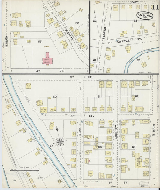 Sanborn Fire Insurance Map from Ansonia, New Haven County, Connecticut (1890), Sheet #0011 - Historic Sanborn Fire Insurance Map Print, vintage old map wall art, antique decor, genealogy gift, Connecticut Connecticut map