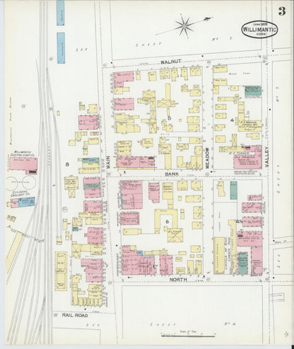 Sanborn Fire Insurance Map from Willimantic, Windham County, Connecticut (1892), Sheet #0003 - Complete Map Set gallery image, historic Sanborn map, vintage wall art, Connecticut Connecticut
