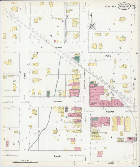 Sanborn Fire Insurance Map from Wyoming, Stark County, Illinois (1907), Sheet #0003 - Historic Sanborn Fire Insurance Map Print, vintage old map wall art, antique decor, genealogy gift, Illinois Illinois map