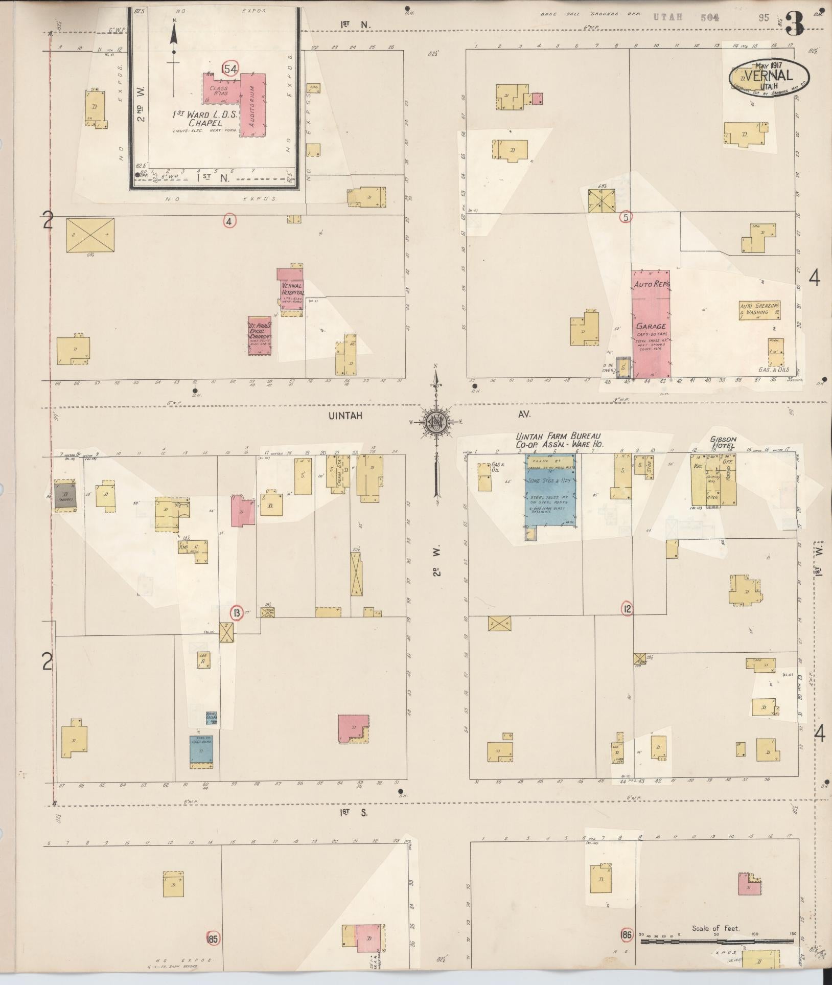 Sanborn Fire Insurance Map from Vernal, Uintah County, Utah (1931), Sheet #0003 - Complete Map Set gallery image, historic Sanborn map, vintage wall art, Utah Utah
