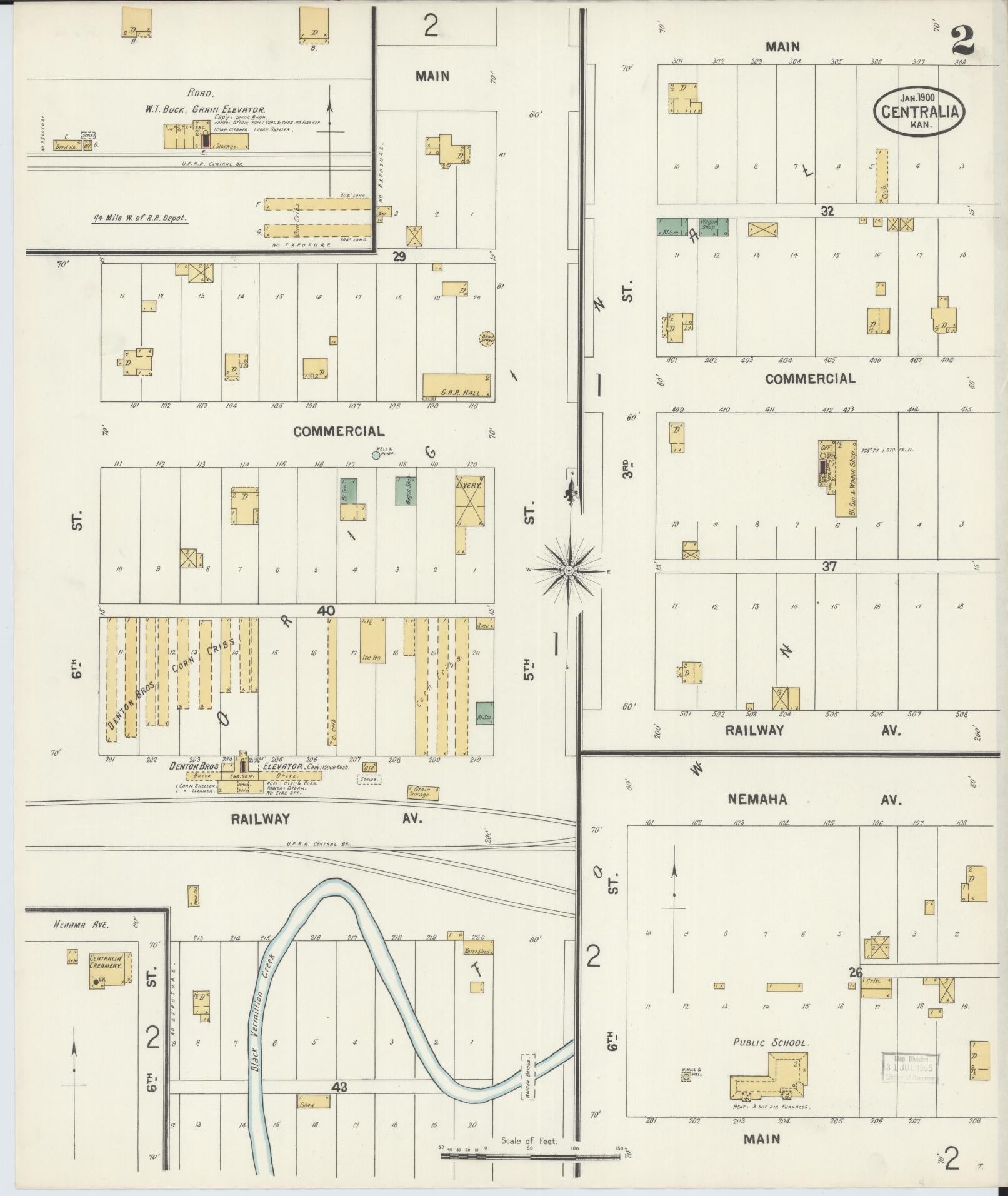 Sanborn Fire Insurance Map from Centralia, Nemaba County, Kansas (1900), Sheet #0002 - Complete Map Set gallery image, historic Sanborn map, vintage wall art, Kansas Kansas