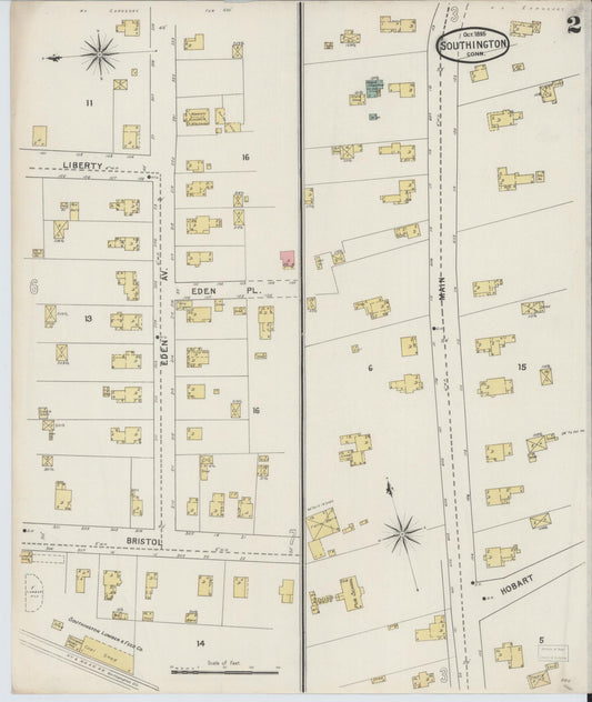 Sanborn Fire Insurance Map from Southington, Hartford County, Connecticut (1895), Sheet #0002 - Complete Map Set gallery image, historic Sanborn map, vintage wall art, Connecticut Connecticut