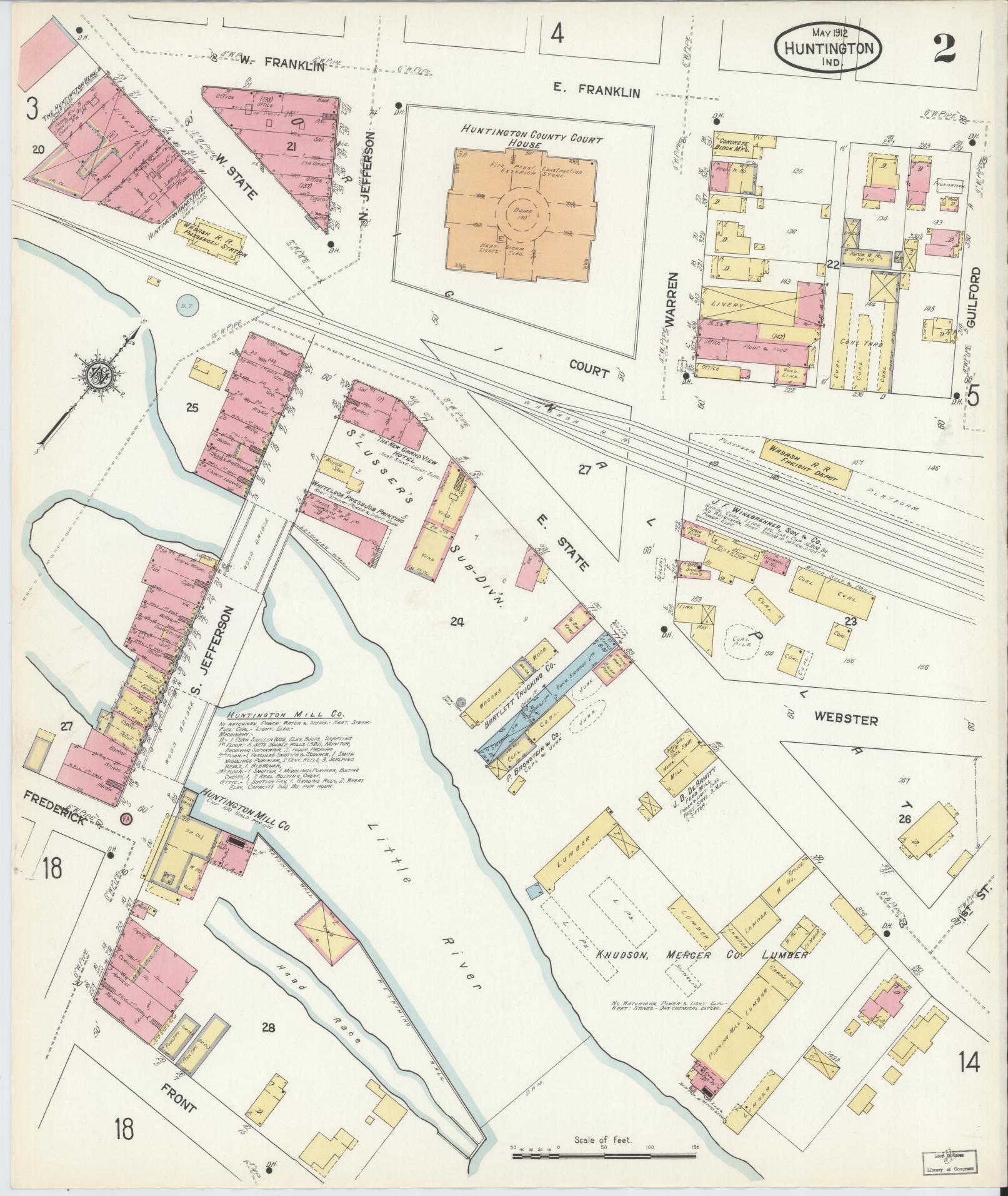 Sanborn Fire Insurance Map from Huntington, Huntington County, Indiana (1912), Sheet #0002 - Complete Map Set gallery image, historic Sanborn map, vintage wall art, Indiana Indiana