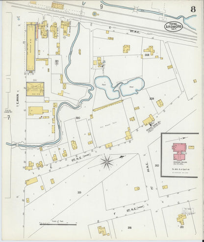 Sanborn Fire Insurance Map from Ardmore, Carter County, Oklahoma (1902), Sheet #0008 - Complete Map Set gallery image, historic Sanborn map, vintage wall art, Oklahoma Oklahoma