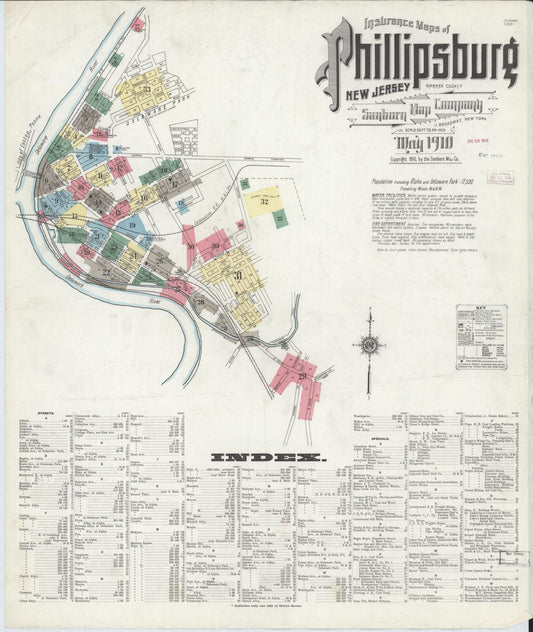Sanborn Fire Insurance Map from Phillipsburg, Warren County, New Jersey. (1910) – Historic Sanborn Fire Insurance Map Print