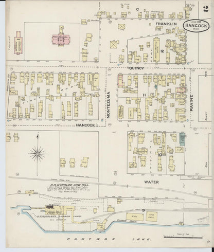 Sanborn Fire Insurance Map from Houghton, Houghton County, Michigan (1888), Sheet #0002 - Complete Map Set gallery image, historic Sanborn map, vintage wall art, Michigan Michigan
