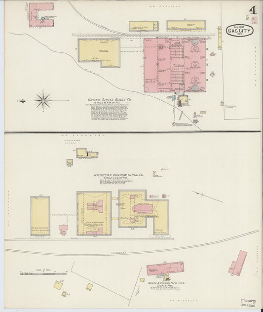 Sanborn Fire Insurance Map from Gas City, Grant County, Indiana (1893), Sheet #0004 - Historic Sanborn Fire Insurance Map Print, vintage old map wall art, antique decor, genealogy gift, Indiana Indiana map