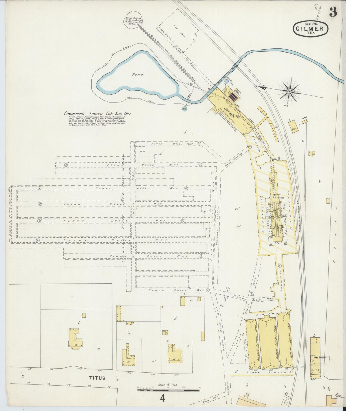Sanborn Fire Insurance Map from Gilmer, Upshur County, Texas (1896), Sheet #0003 - Complete Map Set gallery image, historic Sanborn map, vintage wall art, Texas Texas