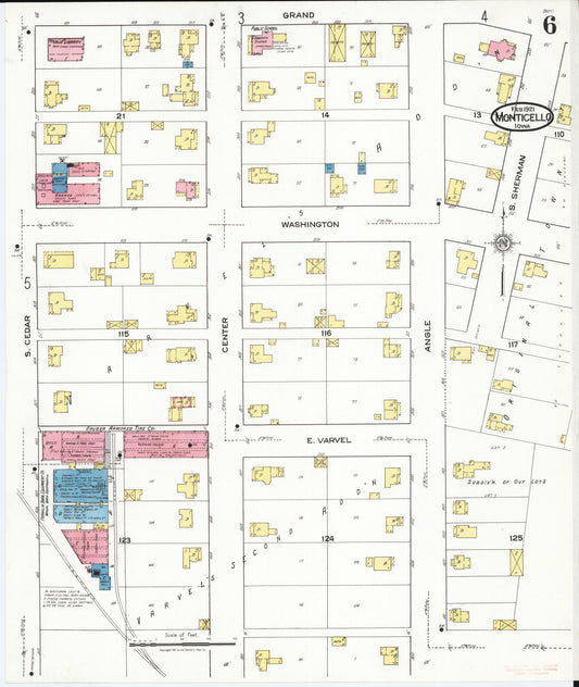 Sanborn Fire Insurance Map from Monticello, Jones County, Iowa (1921), Sheet #0006 - Historic Sanborn Fire Insurance Map Print, vintage old map wall art