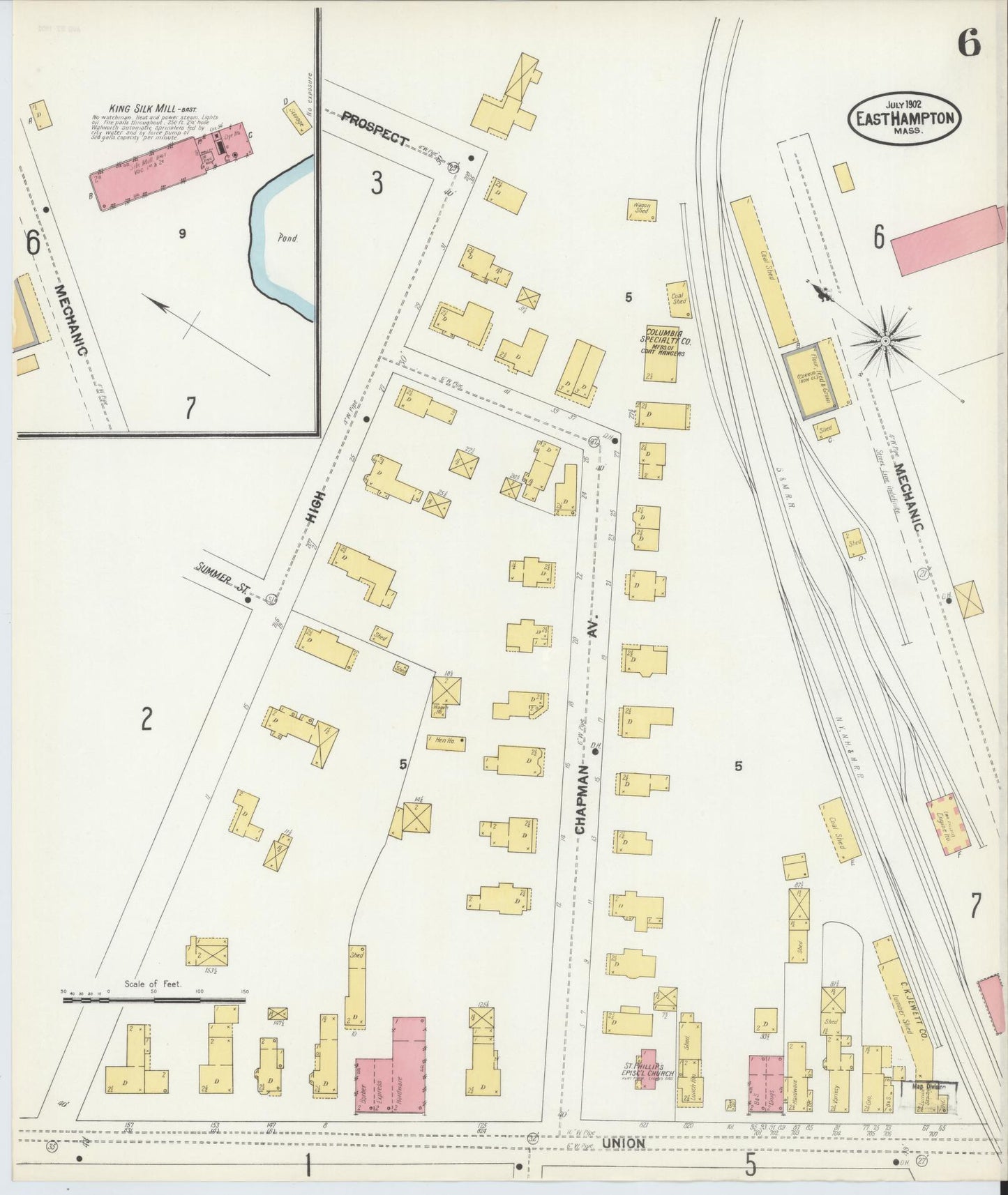 Sanborn Fire Insurance Map from East Hampton, Hampshire County, Massachusetts (1902), Sheet #0006 - Complete Map Set gallery image, historic Sanborn map, vintage wall art, Massachusetts Massachusetts