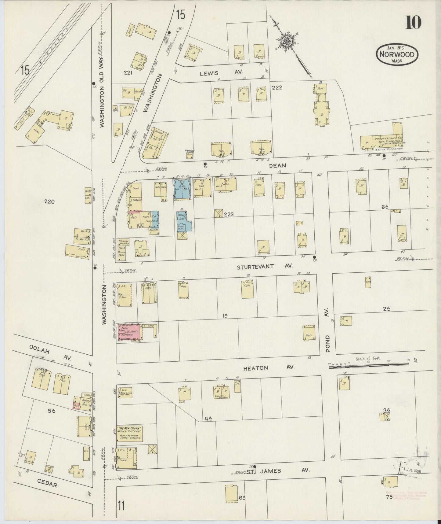 Sanborn Fire Insurance Map from Norwood, Norfolk County, Massachusetts (1915), Sheet #0010 - Complete Map Set gallery image, historic Sanborn map, vintage wall art, Massachusetts Massachusetts