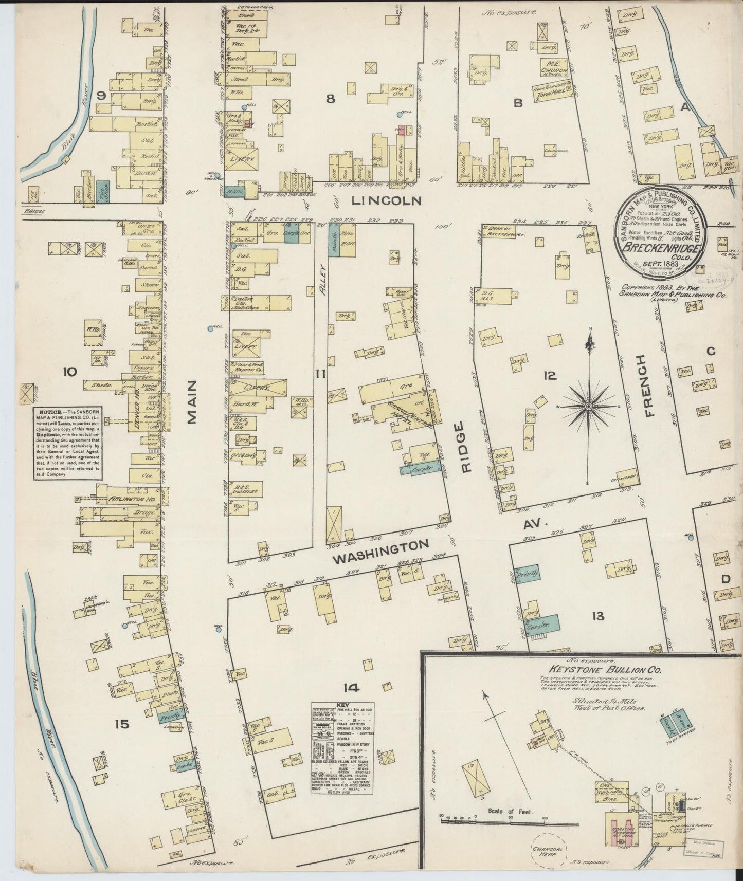 Sanborn Fire Insurance Map from Breckenridge, Summit County, Colorado (1883), Sheet #0001 - Historic Sanborn Fire Insurance Map Print, vintage old map wall art, antique decor, genealogy gift, Colorado Colorado map