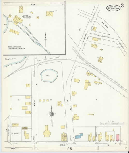 Sanborn Fire Insurance Map from Stonington, New London County, Connecticut (1912), Sheet #0003 - Historic Sanborn Fire Insurance Map Print, vintage old map wall art, antique decor, genealogy gift, Connecticut Connecticut map