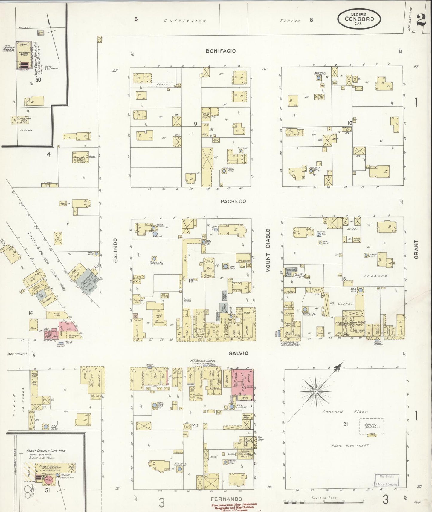 Sanborn Fire Insurance Map from Concord, Contra Costa County, California (1903), Sheet #0002 - Historic Sanborn Fire Insurance Map Print, vintage old map wall art, antique decor, genealogy gift, California California map