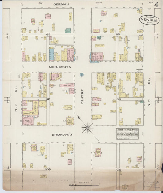 Sanborn Fire Insurance Map from New Ulm, Brown County, Minnesota (1884), Sheet #0004 - Historic Sanborn Fire Insurance Map Print, vintage old map wall art, antique decor, genealogy gift, Minnesota Minnesota map