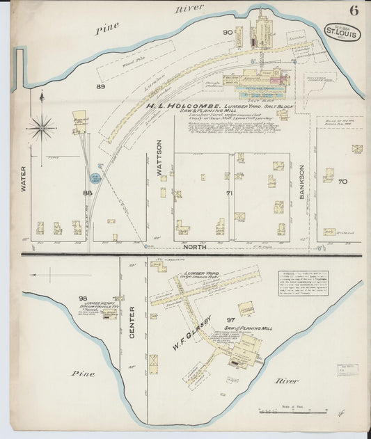 Sanborn Fire Insurance Map from Saint Louis, Gratiot County, Michigan (1884), Sheet #0006 - Historic Sanborn Fire Insurance Map Print, vintage old map wall art, antique decor, genealogy gift, Michigan Michigan map