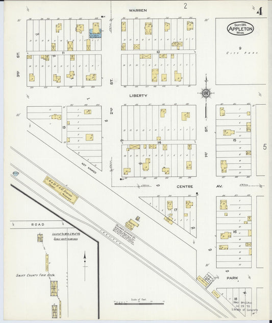 Sanborn Fire Insurance Map from Appleton, Swift County, Minnesota (1915), Sheet #0004 - Historic Sanborn Fire Insurance Map Print, vintage old map wall art, antique decor, genealogy gift, Minnesota Minnesota map