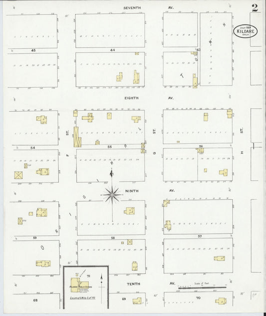 Sanborn Fire Insurance Map from Kildare, Kay County, Oklahoma (1909), Sheet #0002 - Historic Sanborn Fire Insurance Map Print, vintage old map wall art, antique decor, genealogy gift, Oklahoma Oklahoma map
