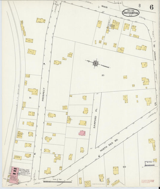 Sanborn Fire Insurance Map from Southampton, Suffolk County, New York (1916), Sheet #0006 - Historic Sanborn Fire Insurance Map Print, vintage old map wall art, antique decor, genealogy gift, New York New York map