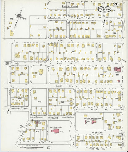 Sanborn Fire Insurance Map from Corsicana, Navarro County, Texas (1921), Sheet #0029 - Complete Map Set gallery image, historic Sanborn map, vintage wall art, Texas Texas