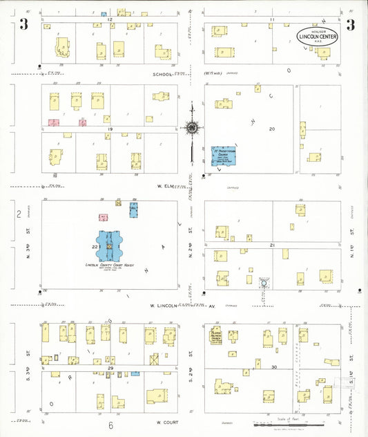 Sanborn Fire Insurance Map from Lincoln, Lincoln County, Kansas (1928), Sheet #0003 - Historic Sanborn Fire Insurance Map Print, vintage old map wall art, antique decor, genealogy gift, Kansas Kansas map