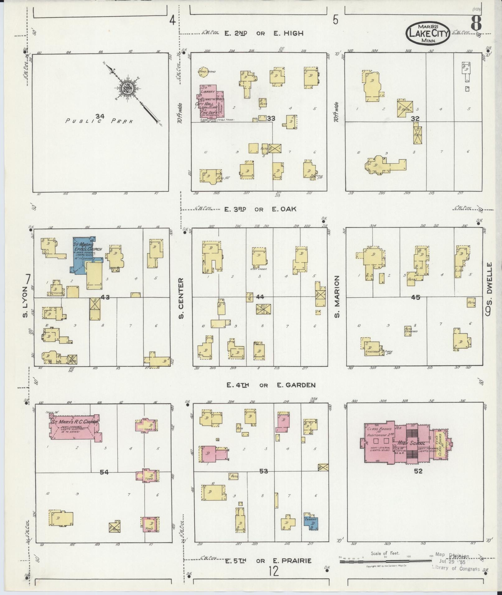 Sanborn Fire Insurance Map from Lake City, Wabasha County, Minnesota (1921), Sheet #0008 - Historic Sanborn Fire Insurance Map Print, vintage old map wall art, antique decor, genealogy gift, Minnesota Minnesota map