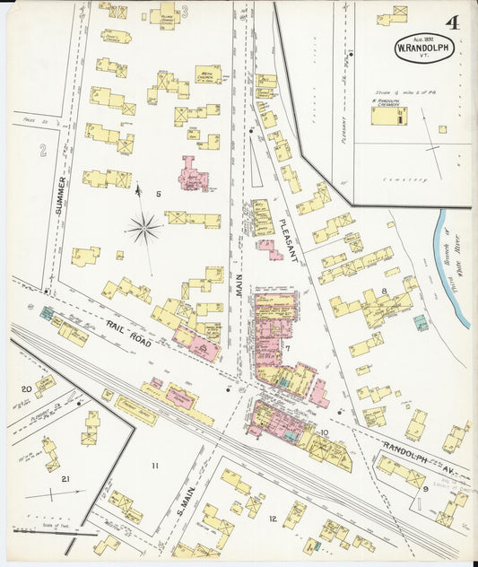 Sanborn Fire Insurance Map from West Randolph, Orange County, Vermont (1892), Sheet #0004 - Historic Sanborn Fire Insurance Map Print, vintage old map wall art, antique decor, genealogy gift, Vermont Vermont map
